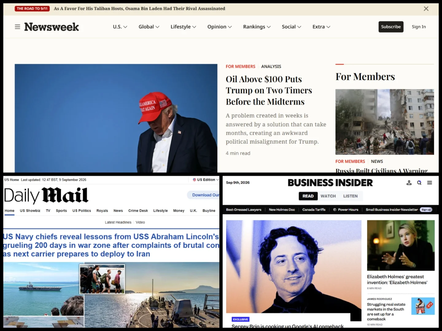 Top 50 US news websites: Biggest traffic drops at Newsweek, Daily Mail and Business Insider in August