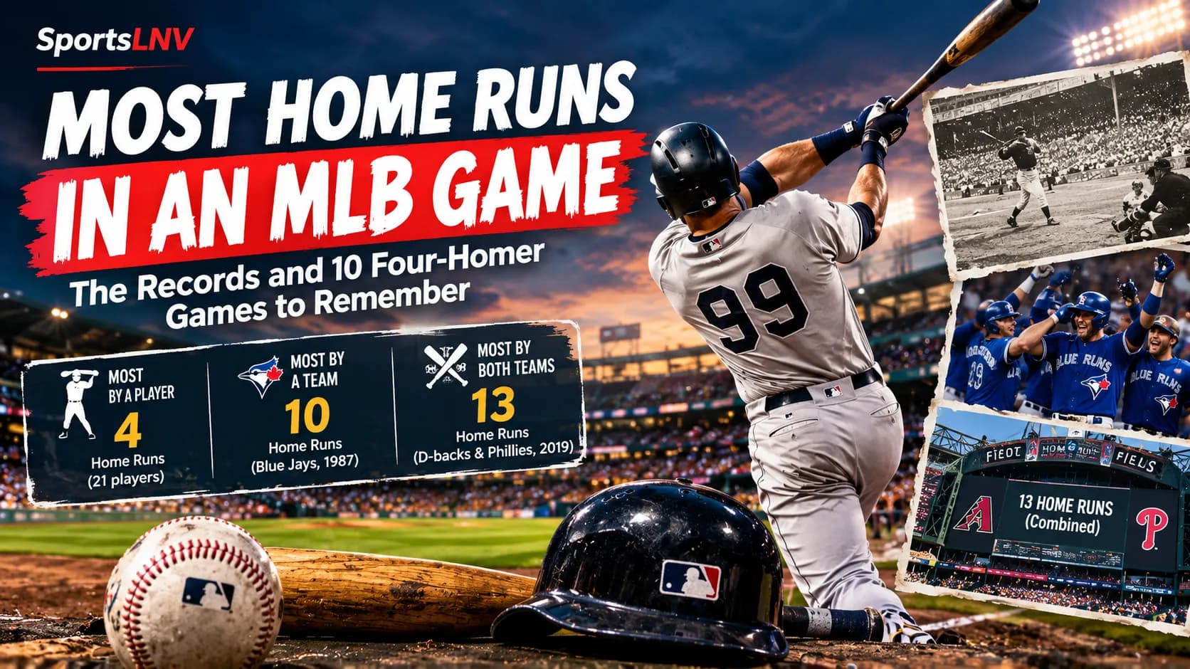 Baseball batter illustrating the most home runs in an MLB game